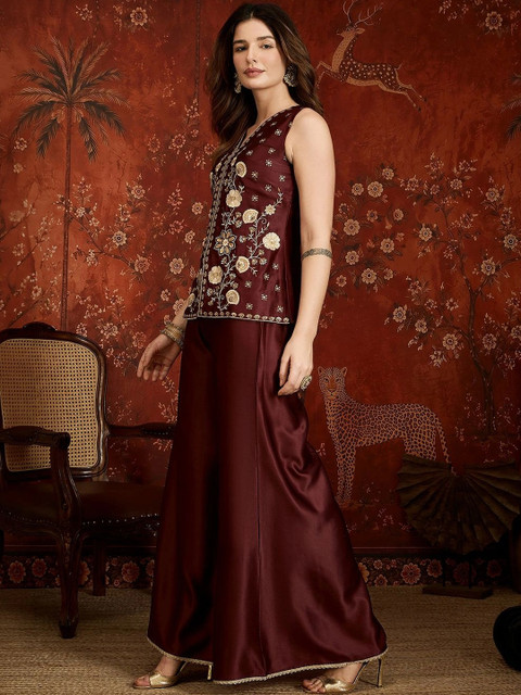 House of Pataudi Embroidered Top with Palazzos - Image 3