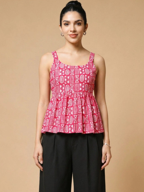 Moda Rapido Women Bohemian Cotton Printed Top with Trousers - Image 6