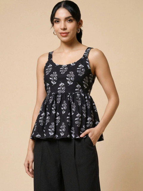 Womenster Women Floral Cotton Printed Top with Trousers - Image 2