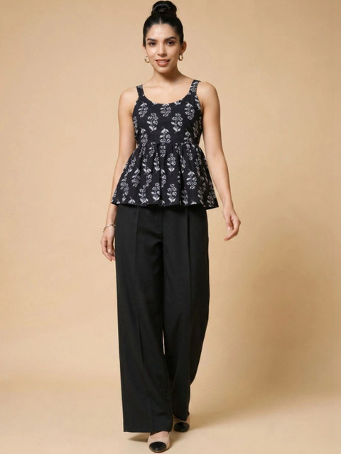 Womenster Women Floral Cotton Printed Top with Trousers - Image 5