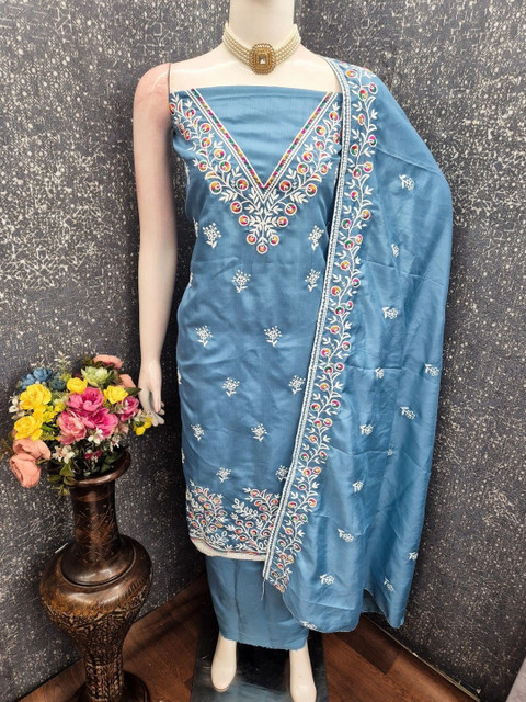 TAVAS Embroidered Pure Cotton Unstitched Dress Material