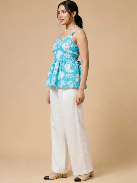 Womenster Indie Florals Cotton Printed Top with Trousers - Image 2