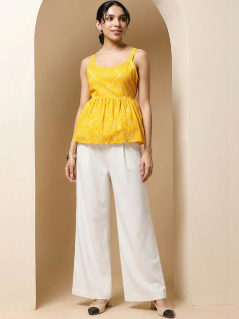 Womenster Cotton Printed Top with Trousers