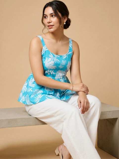 Womenster Indie Florals Cotton Printed Top with Trousers - Image 4