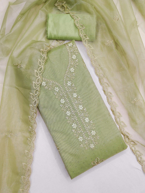 TAVAS Embroidered Organza Unstitched Dress Material - Image 5