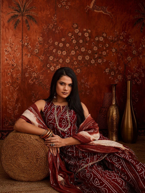 Sangria Women Ethnic Motifs Printed Regular Kurta with Patiala & With Dupatta - Image 7
