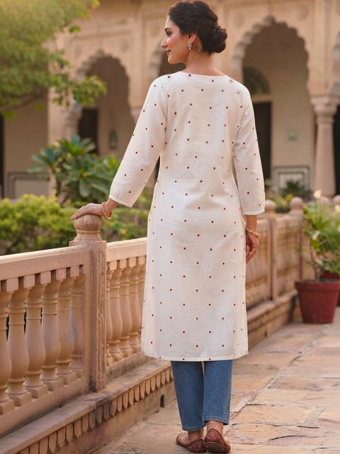 RR SA KURTIS Women Polka Dot Printed Thread Work Kurta - Image 2