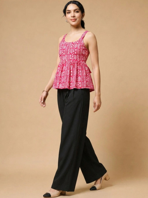 Moda Rapido Women Bohemian Cotton Printed Top with Trousers - Image 2