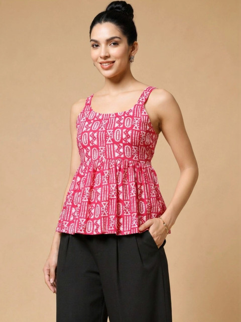 Moda Rapido Women Bohemian Cotton Printed Top with Trousers - Image 3
