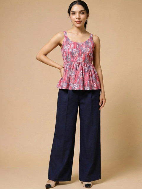 Moda Rapido Indie Florals Cotton Printed Top with Trousers