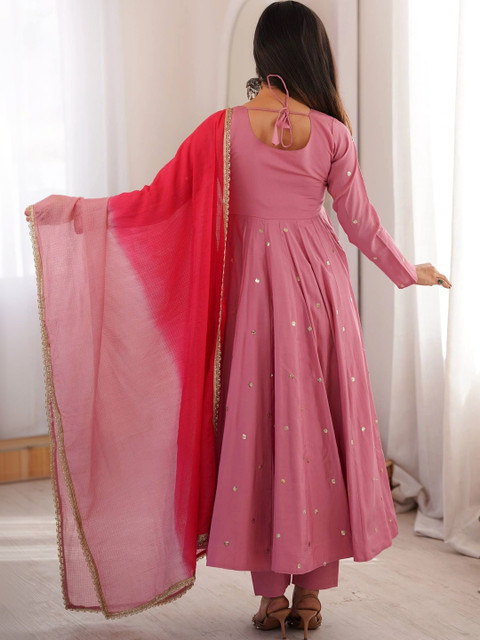 NORAFLEX Women Empire Sequinned Kurta with Trousers & With Dupatta - Image 3