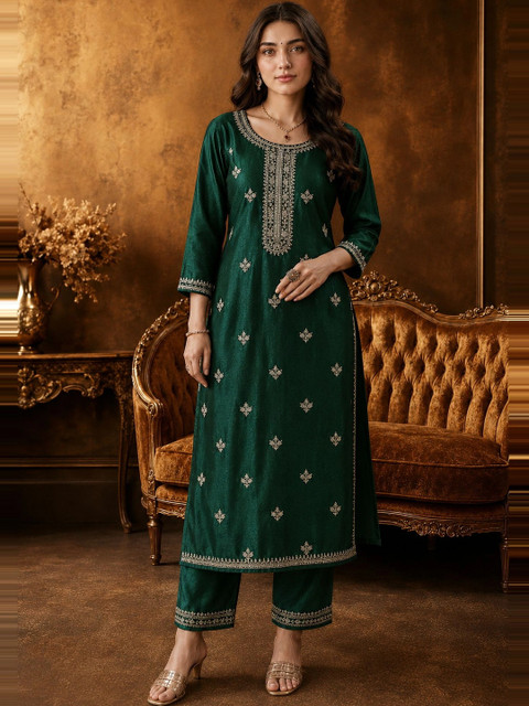 CREATIVE KORNER Women Ethnic Motifs Embroidered Thread Work Kurta - Image 4