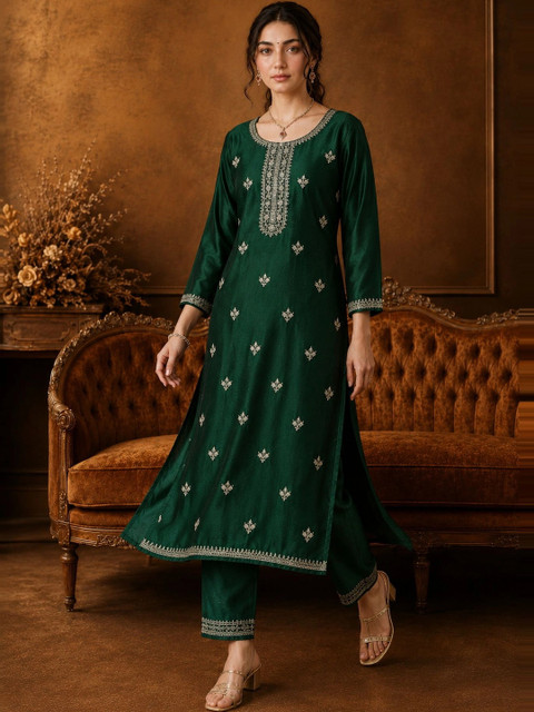 CREATIVE KORNER Women Ethnic Motifs Embroidered Thread Work Kurta - Image 5
