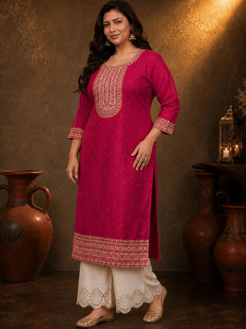 FULL BLOOM Women Embroidered Thread Work Kurta - Image 3
