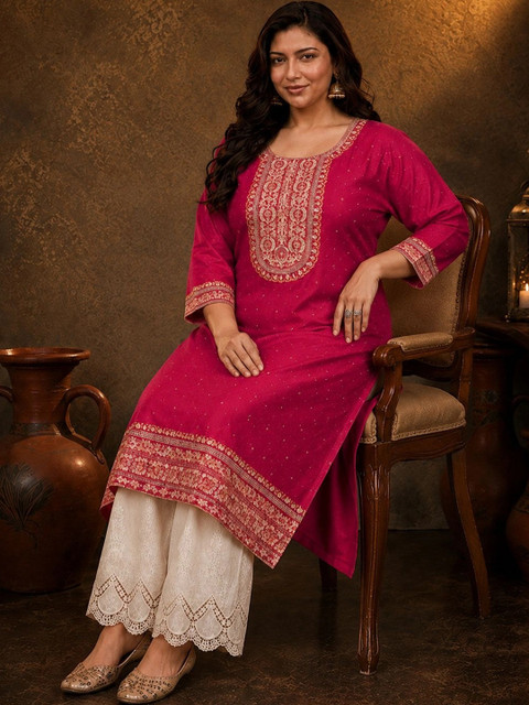 FULL BLOOM Women Embroidered Thread Work Kurta - Image 4