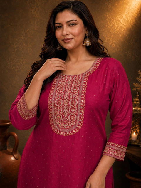 FULL BLOOM Women Embroidered Thread Work Kurta - Image 2