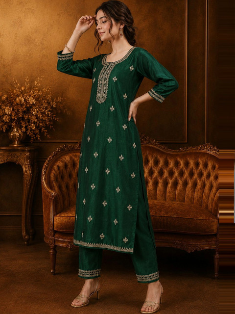 CREATIVE KORNER Women Ethnic Motifs Embroidered Thread Work Kurta - Image 3