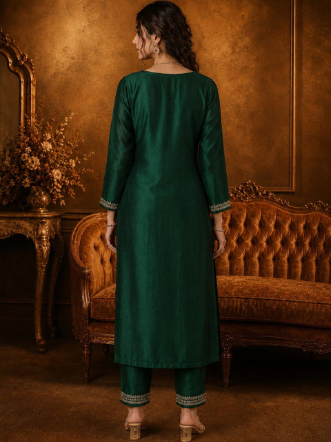 CREATIVE KORNER Women Ethnic Motifs Embroidered Thread Work Kurta - Image 6