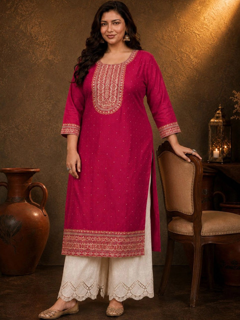 FULL BLOOM Women Embroidered Thread Work Kurta