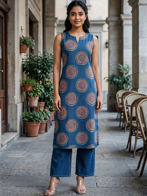 KALAMIR Women Geometric Printed Indie Prints Kurta