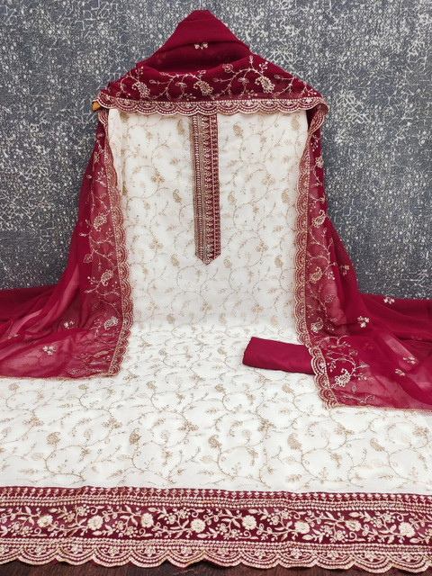 TAVAS Women Embroidered Unstitched Dress Material