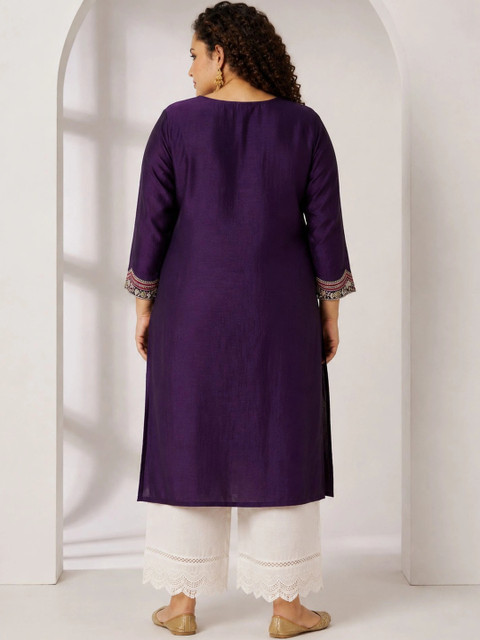 FULL BLOOM Women Ethnic Motifs Embroidered Thread Work Kurta - Image 3