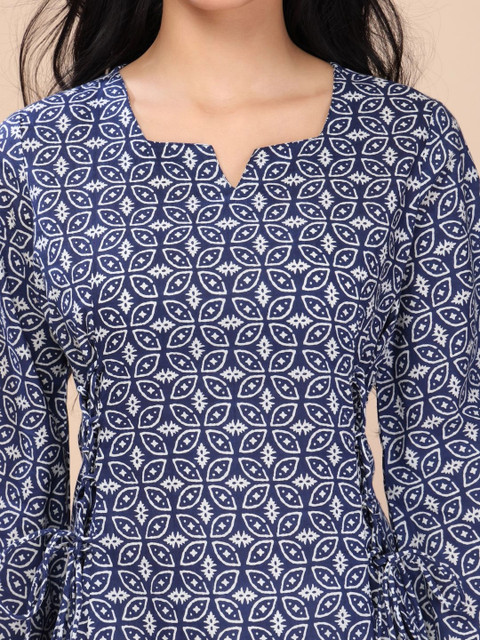 DEIFIC Print Flared Sleeve A-Line Midi Dress - Image 7