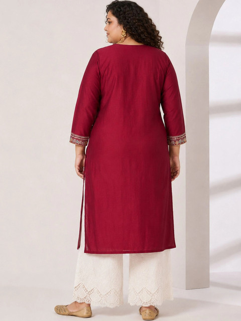 FULL BLOOM Women Ethnic Motifs Embroidered Sequinned Kurta - Image 6