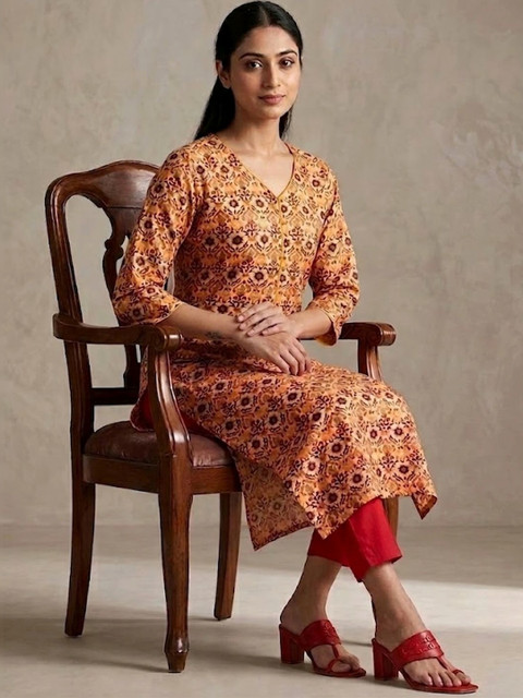 KALAMIR Women Ethnic Motifs Printed Indie Prints Kurta - Image 5