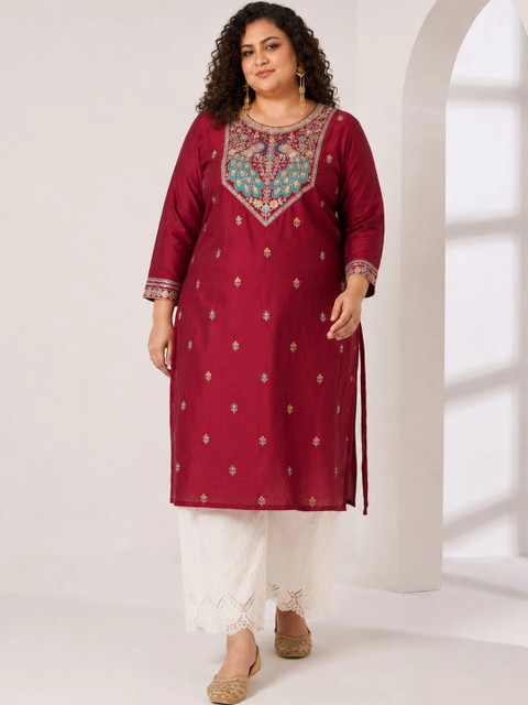 FULL BLOOM Women Ethnic Motifs Embroidered Sequinned Kurta - Image 7