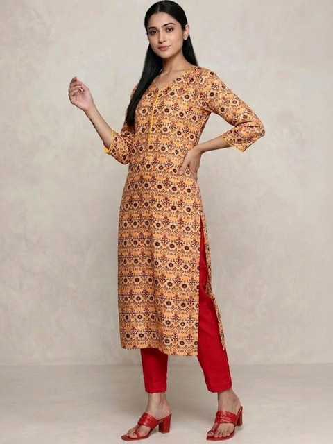 KALAMIR Women Ethnic Motifs Printed Indie Prints Kurta - Image 4