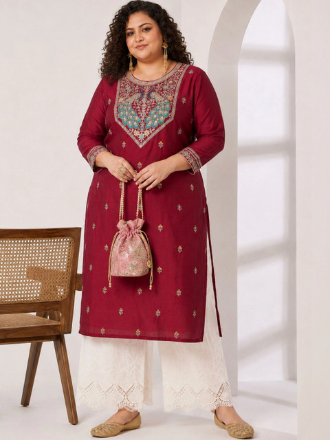 FULL BLOOM Women Ethnic Motifs Embroidered Sequinned Kurta - Image 5