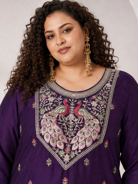 FULL BLOOM Women Ethnic Motifs Embroidered Thread Work Kurta - Image 2