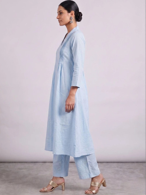 Moda Rapido Women Regular Pure Silk Kurta with Palazzos - Image 3