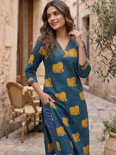 KALAMIR Women Printed Kurta - Image 5