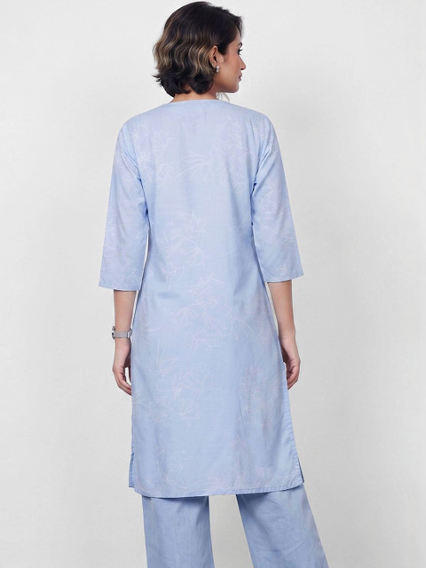 Melange by Lifestyle Women Floral Embroidered Thread Work Floral Kurta - Image 3