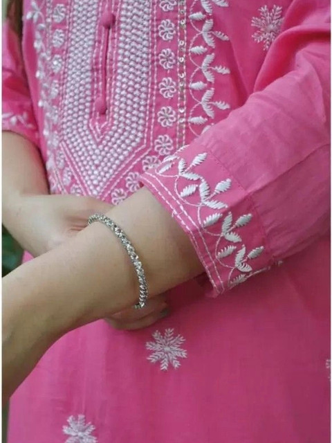 Ethnikaasilqora Women Ethnic Motifs Embroidered Regular Thread Work Kurta with Trousers & With Dupatta - Image 4