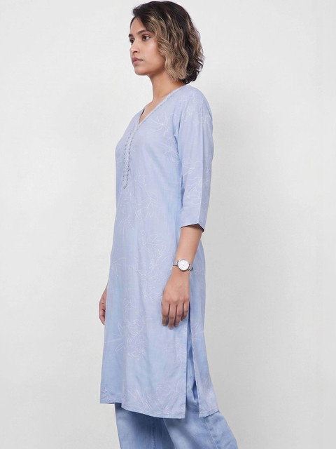 Melange by Lifestyle Women Floral Embroidered Thread Work Floral Kurta - Image 2