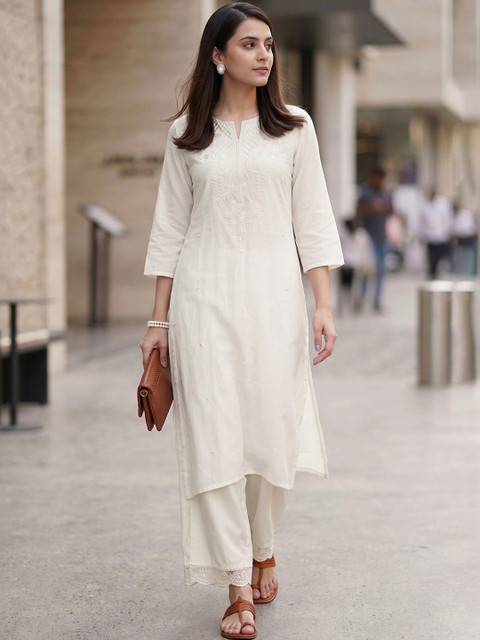 Melange by Lifestyle Women Embroidered Thread Work Kurta