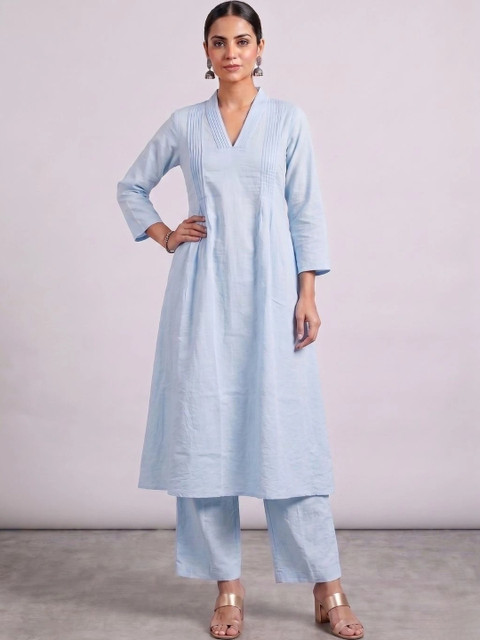 Moda Rapido Women Regular Pure Silk Kurta with Palazzos - Image 5