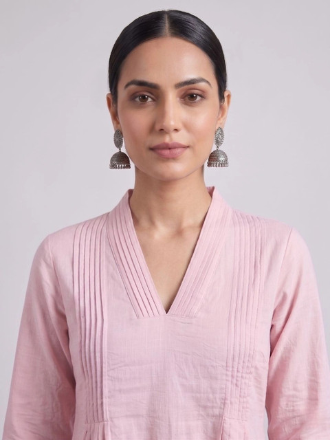Moda Rapido Women Pleated Pure Silk Kurta with Trousers - Image 4