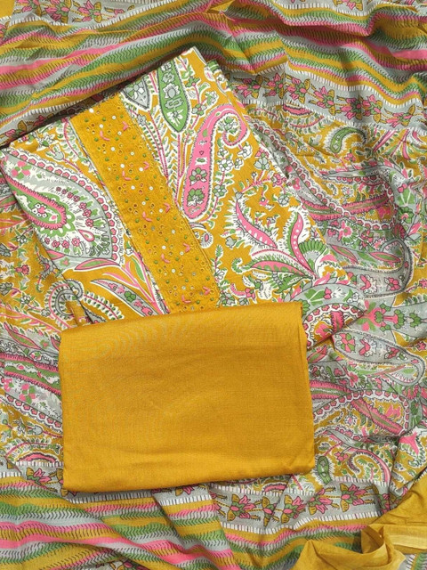 FAB JUNCTION Printed Viscose Rayon Unstitched Dress Material - Image 2
