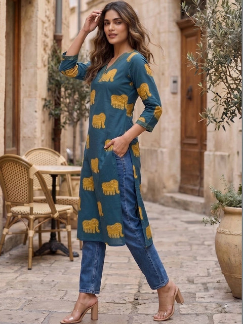 KALAMIR Women Printed Kurta - Image 4