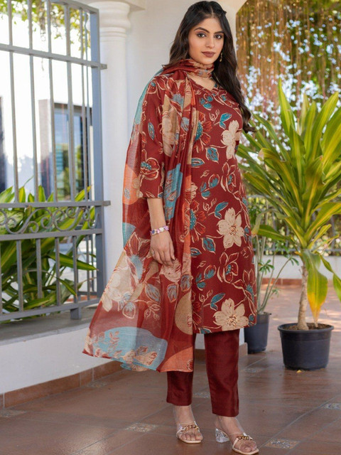 Apexaura Floral Print A-Line Dress - Image 7