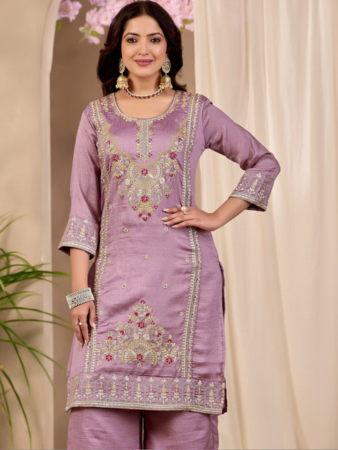 Sangria Embroidered Tunic with Palazzos - Image 2