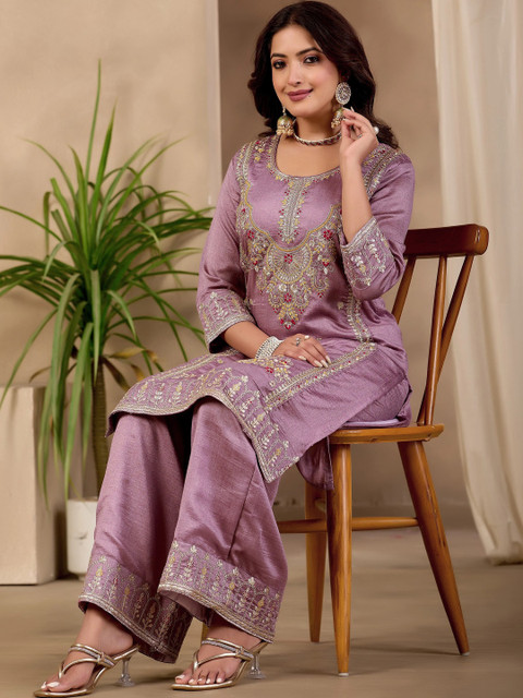 Sangria Embroidered Tunic with Palazzos - Image 6