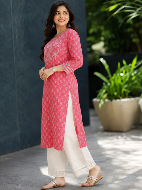 KALINI Women Ethnic Motifs Printed Thread Work Kurta - Image 2