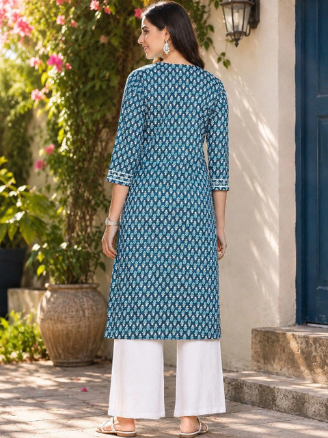 KALINI Women Ethnic Motifs Printed Thread Work Kurta - Image 3
