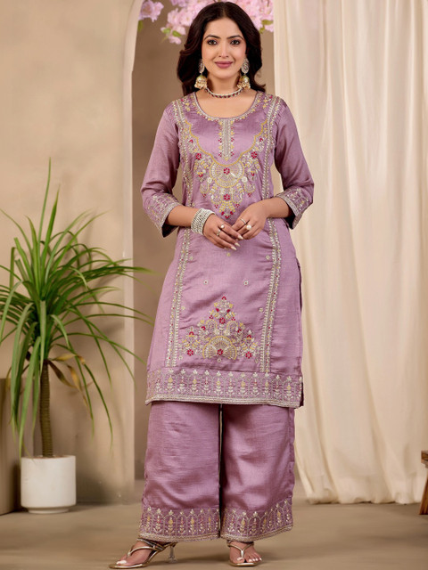 Sangria Embroidered Tunic with Palazzos - Image 3