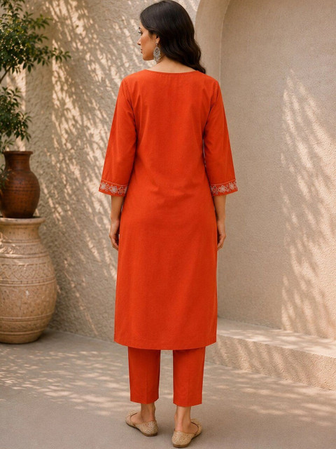Moda Rapido Women Ethnic Motifs Embroidered Regular Thread Work Kurta with Trousers & With Dupatta - Image 4